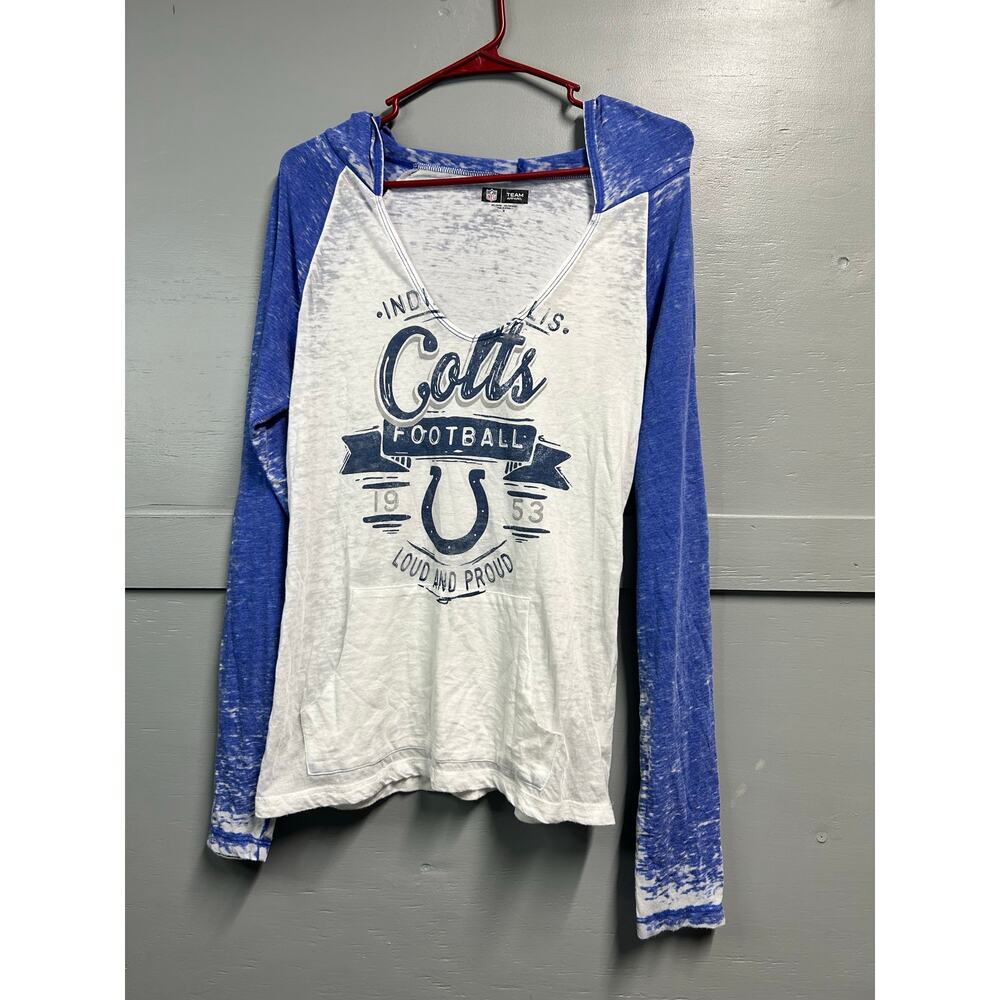 NFL team women’s  apparel Indianapolis Colts long sleeve hooded shirt SZ M EUC